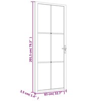 Binnendeur 83x201,5 cm matglas en aluminium zwart 7