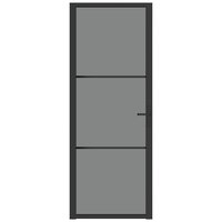 Binnendeur 76x201,5 cm ESG-glas en aluminium zwart 3