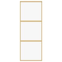 Schuifdeur 76x205 cm helder ESG-glas en aluminium goudkleurig 3