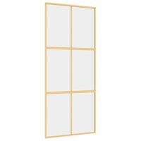 Schuifdeur 90x205 cm helder ESG-glas en aluminium goudkleurig 2