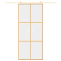 Schuifdeur 90x205 cm helder ESG-glas en aluminium goudkleurig 8