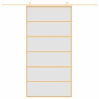 Schuifdeur 102,5x205 cm mat ESG-glas en aluminium goudkleurig 8