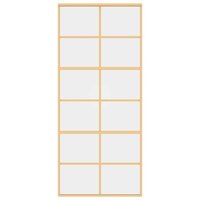 Schuifdeur 90x205 cm helder ESG-glas en aluminium goudkleurig 3
