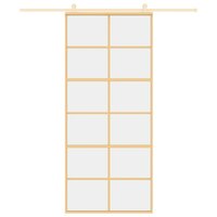 Schuifdeur 90x205 cm helder ESG-glas en aluminium goudkleurig 8