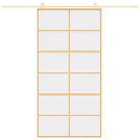 Schuifdeur 102,5x205 cm helder ESG-glas en aluminium goudkleur 8