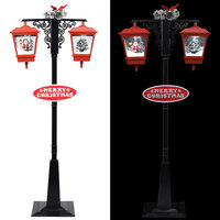 Straatlantaarn met kerstman 81x40x188 cm PVC zwart en rood 4