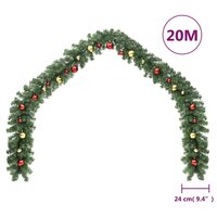 Kerstslinger versierd met kerstballen en LED-lampjes 20 m 6