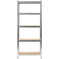 Opbergrek 5-laags 3 st staal en bewerkt hout zilverkleurig 3