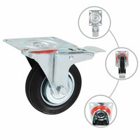 Zwenkwielen met dubbele remmen 4 st 100 mm 2