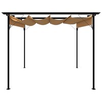 Pergola met uittrekbaar dak 180 g/m&sup2; 3x3 m staal taupe 2