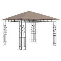 Prieel met klamboe en LED-lichtslinger 3x3x2,73 m taupe 5