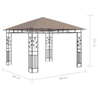 Prieel met klamboe en LED-lichtslinger 3x3x2,73 m taupe 10