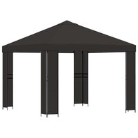 Prieel 3 x 3 m Antracietkleurig Polyester en staal 190 gsm 2