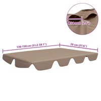 Vervangingsluifel voor schommelbank 150/130x105/70 cm taupe 6