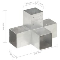 Paalverbindingen 4 st X-vorm 91x91 mm gegalvaniseerd metaal 7