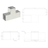 Paalverbindingen 4 st T-vorm 101x101 mm gegalvaniseerd metaal 8