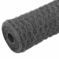 Kippengaas 25x1,2 m staal met PVC coating grijs 2