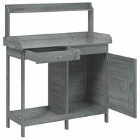 Oppottafel met kast 110,5x45x124,5 cm massief vurenhout grijs 6