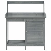 Oppottafel met kast 110,5x45x124,5 cm massief vurenhout grijs 7