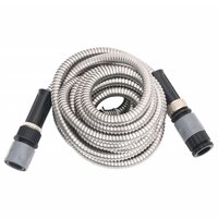Tuinslang met sproeikop 0,6&amp;apos;&amp;apos; 15 m roestvrij staal zilverkleur 3