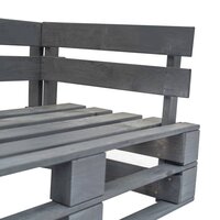 Tuinbank pallet met grijze kussens grenenhout 5