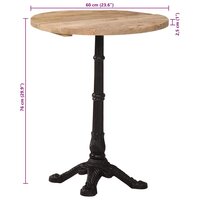Bistrotafel &Oslash; 60x76 cm ruw mangohout 9