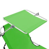 Ligbed inklapbaar met luifel aluminium groen 7