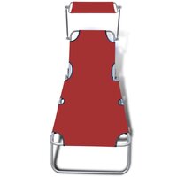 Ligbed inklapbaar met luifel staal en stof rood 3