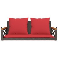 Schommelbank met kussens 109x62x40 cm poly rattan bruin 4