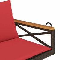 Schommelbank met kussens 109x62x40 cm poly rattan bruin 7