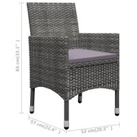 3-delige Bistroset poly rattan en acaciahout grijs 11