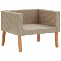 Tuinbank eenzits met kussens poly rattan beige 4