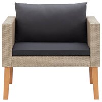 Tuinbank eenzits met kussens poly rattan beige 5