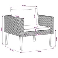 Tuinbank eenzits met kussens poly rattan beige 9