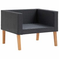 Tuinbank eenzits met kussens poly rattan zwart 4