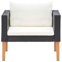 Tuinbank eenzits met kussens poly rattan zwart 5