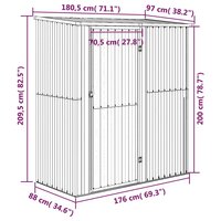Tuinschuur 180,5x97x209,5 cm gegalvaniseerd staal antraciet 7