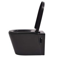 Hangend toilet met verborgen stortbak keramiek zwart 4