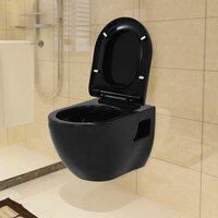 Hangend toilet met verborgen stortbak keramiek zwart 2