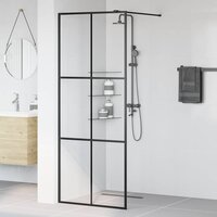 Inloopdouchewand 80x195 cm ESG-glas transparant en zwart 3