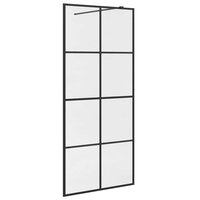 Inloopdouchewand 90x195 cm ESG-glas transparant en zwart 2