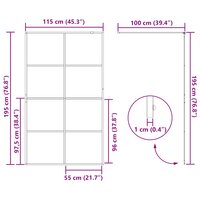 Inloopdouchewand 115x195 cm ESG-glas transparant en zwart 8