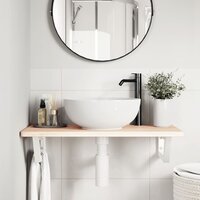 Badkamer wandschap staal en massief eikenhout 3