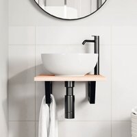 Badkamer wandschap staal en massief eikenhout 3