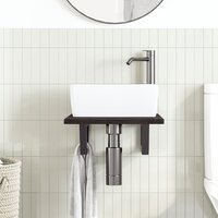 Badkamer wandschap staal en massief eikenhout 3