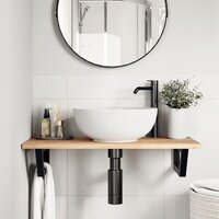 Badkamer wandschap staal en massief acaciahout 3