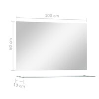 Wandspiegel met schap 100x60 cm gehard glas 6