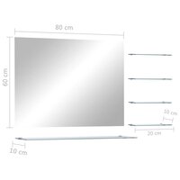Wandspiegel met 5 schappen 80x60 cm zilverkleurig 6