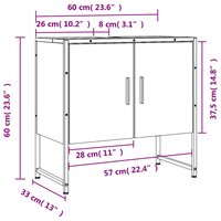 Wastafelkast 60x33x60 cm bewerkt hout grijs sonoma eikenkleurig 12