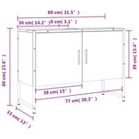 Wastafelkast 80x33x60 cm bewerkt hout grijs sonoma eikenkleurig 12